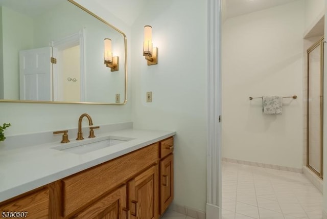 10 Beacon Hill Dr, Chester Twp, NJ 07930 - full bath with vanity, a stall shower, and baseboards