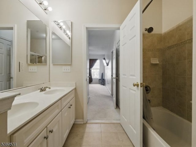 1007 Cunningham Ct Unit 1007, Belleville Twp, NJ 07109 - full bath featuring double vanity, bathtub / shower combination, tile patterned floors, and baseboards