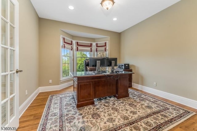 19 Britton Rd, Delaware Twp, NJ 08559 - office with light wood-style floors, baseboards, and recessed lighting