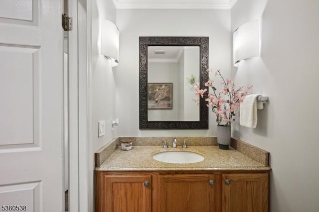 1 Colby Farm Rd, Chester Twp, NJ 07930 - bathroom featuring crown molding and vanity