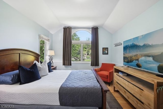 1 Colby Farm Rd, Chester Twp, NJ 07930 - bedroom with lofted ceiling and wood finished floors