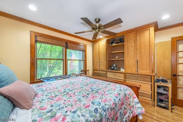 14 Lindberg Trl, Rockaway Twp, NJ 07866 - bedroom featuring crown molding, light wood finished floors, recessed lighting, and a ceiling fan