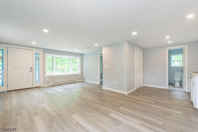 61 Bauer Rd, Frankford Twp, NJ 07860 - entryway with baseboard heating, recessed lighting, baseboards, and light wood-style floors