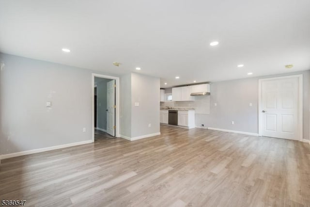 61 Bauer Rd, Frankford Twp, NJ 07860 - unfurnished living room featuring baseboards, light wood-type flooring, and recessed lighting