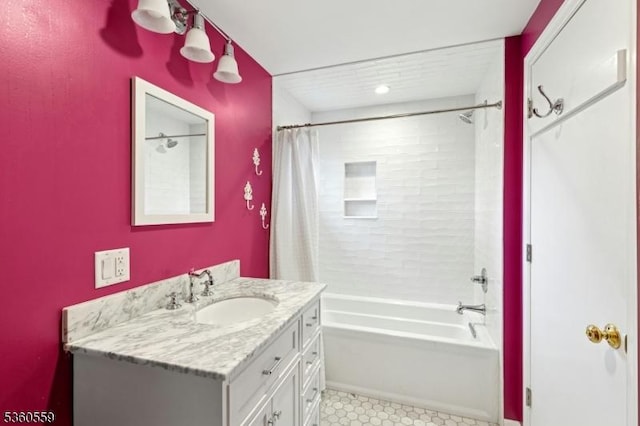 392 Park View Dr, Scotch Plains Twp, NJ 07076 - bathroom with vanity and shower / tub combo with curtain