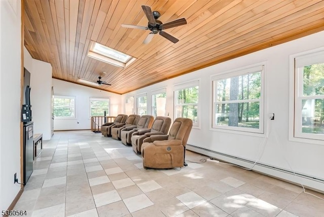 37 King George Rd, Warren Twp, NJ 07059 - sunroom / solarium with healthy amount of natural light, vaulted ceiling, a skylight, and a baseboard radiator