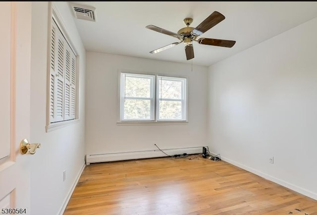 37 King George Rd, Warren Twp, NJ 07059 - unfurnished room with ceiling fan, light wood-style flooring, baseboard heating, and baseboards