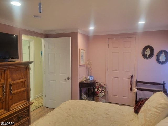14 Douglas Dr, Jackson Twp, NJ 08527 - bedroom with light wood-style flooring, crown molding, and recessed lighting