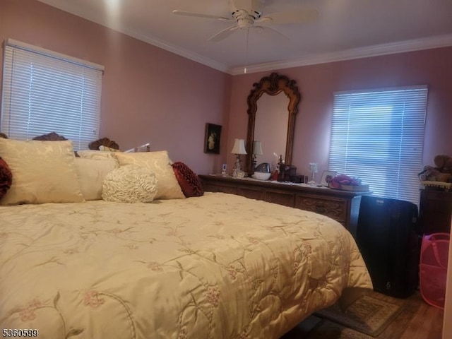 14 Douglas Dr, Jackson Twp, NJ 08527 - bedroom with ornamental molding, wood finished floors, and ceiling fan