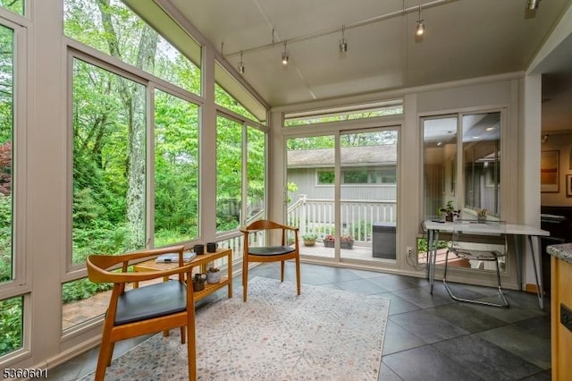 81 Coppermine Rd, Franklin Twp, NJ 08540 - sunroom / solarium with rail lighting and tile patterned flooring