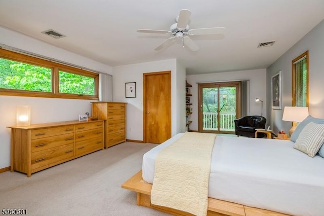 81 Coppermine Rd, Franklin Twp, NJ 08540 - bedroom featuring access to exterior, light colored carpet, a ceiling fan, and baseboards