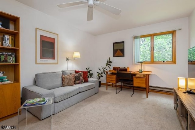81 Coppermine Rd, Franklin Twp, NJ 08540 - carpeted office space featuring ceiling fan and a baseboard radiator