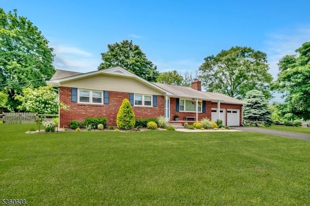 11 Anne St, Hillsborough Twp, NJ 08844 - single story home featuring a chimney, driveway, a garage, and brick siding