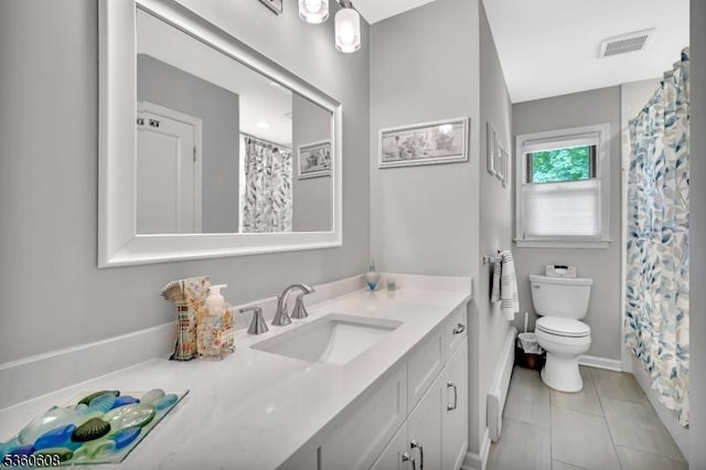 11 Anne St, Hillsborough Twp, NJ 08844 - full bath featuring vanity, toilet, baseboards, tile patterned floors, and curtained shower