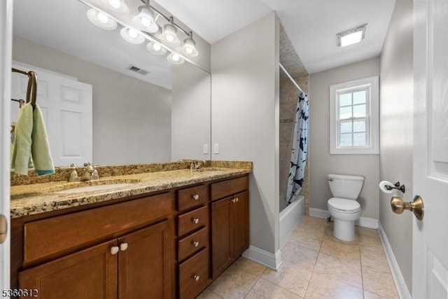 143 Oak St, Bridgewater Twp, NJ 08807 - full bath with toilet, double vanity, shower / tub combo, and baseboards
