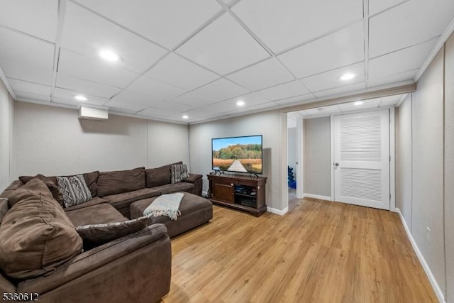143 Oak St, Bridgewater Twp, NJ 08807 - living room featuring light wood-type flooring, recessed lighting, and baseboards