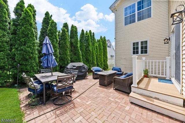 143 Oak St, Bridgewater Twp, NJ 08807 - view of patio / terrace featuring outdoor dining space, a grill, and a deck