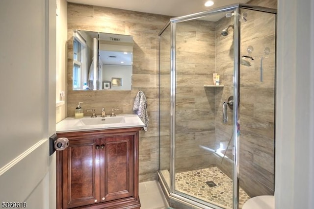 22 Somerset Ave, Bernardsville Boro, NJ 07924 - bathroom with vanity and a stall shower