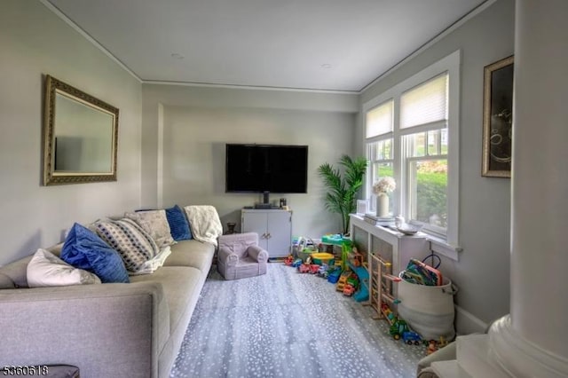 22 Somerset Ave, Bernardsville Boro, NJ 07924 - living room featuring ornamental molding