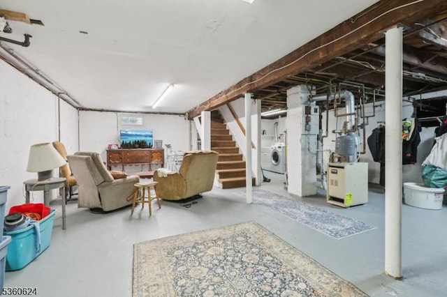 29 Union Ave, New Providence Boro, NJ 07974 - below grade area with stairway and washing machine and clothes dryer