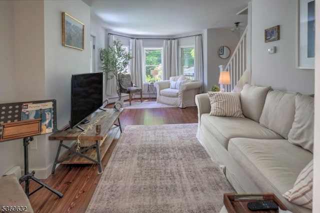 51 E Main St, High Bridge Boro, NJ 08829 - living room with wood finished floors and stairs