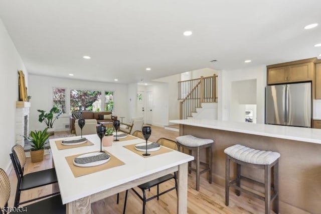 541 Westfield Rd, Scotch Plains Twp, NJ 07076 - dining area with recessed lighting, stairway, and light wood-style floors