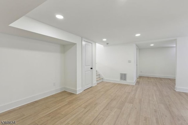 541 Westfield Rd, Scotch Plains Twp, NJ 07076 - finished basement with stairs, light wood finished floors, baseboards, and recessed lighting