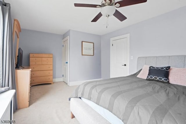 126 Beech St, Nutley Twp, NJ 07110 - bedroom featuring light colored carpet, a ceiling fan, and baseboards