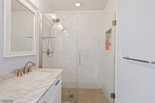 126 Beech St, Nutley Twp, NJ 07110 - bathroom featuring vanity and a stall shower