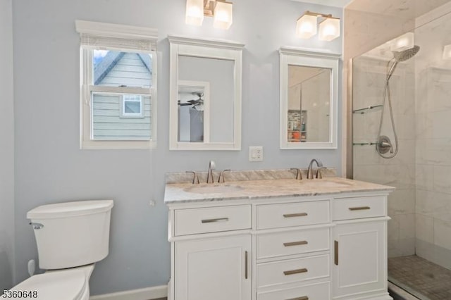 126 Beech St, Nutley Twp, NJ 07110 - full bath featuring toilet, double vanity, and a tile shower