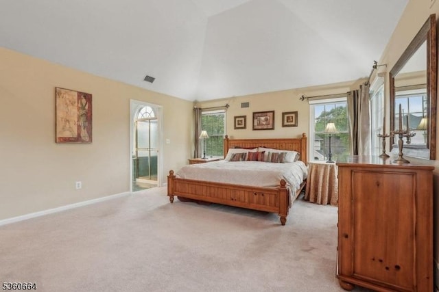 9 Labaw Way, Montgomery Twp, NJ 08502 - bedroom with light colored carpet, baseboards, ensuite bathroom, and high vaulted ceiling