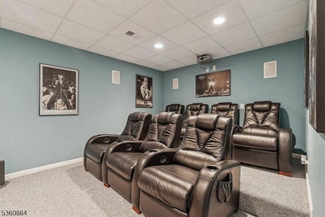 9 Labaw Way, Montgomery Twp, NJ 08502 - carpeted home theater room with a paneled ceiling, baseboards, and recessed lighting