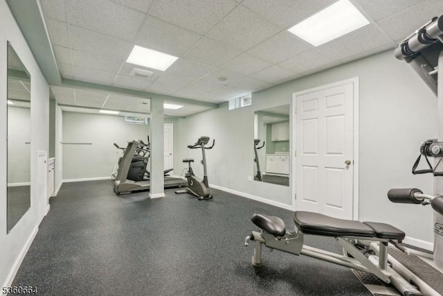 9 Labaw Way, Montgomery Twp, NJ 08502 - workout area with a paneled ceiling and baseboards