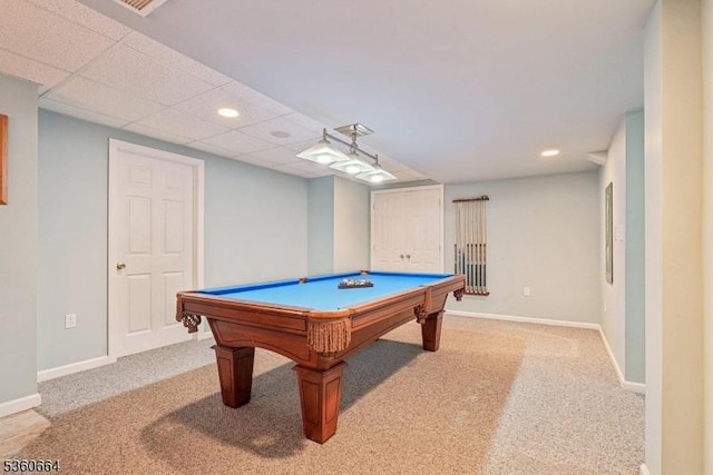 9 Labaw Way, Montgomery Twp, NJ 08502 - playroom featuring carpet floors, baseboards, recessed lighting, and billiards table