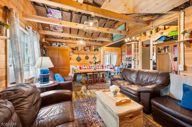 126 Smith Rd, Franklin Twp, NJ 08873 - living room featuring wood walls, healthy amount of natural light, and wood finished floors