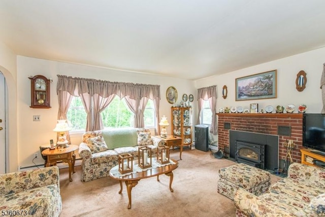 291 Germantown Rd, West Milford Twp, NJ 07480 - living area with carpet floors, arched walkways, and baseboard heating