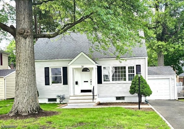 36 Webster Ave, Summit City, NJ 07901 - cape cod home with roof with shingles, asphalt driveway, and a front yard
