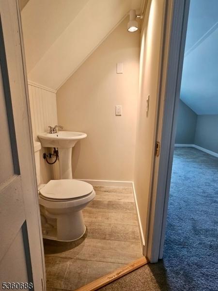 36 Webster Ave, Summit City, NJ 07901 - half bath featuring lofted ceiling, toilet, and baseboards