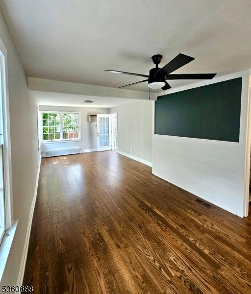 36 Webster Ave, Summit City, NJ 07901 - unfurnished room with dark wood-style floors, ceiling fan, and baseboards