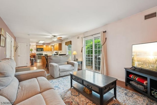 7 Michael Ct, Green Twp, NJ 07860 - living area featuring light wood-style flooring and ceiling fan