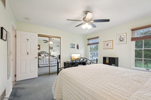 7 Michael Ct, Green Twp, NJ 07860 - bedroom with carpet, a closet, and a ceiling fan