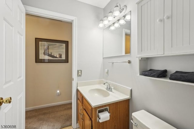 7 Michael Ct, Green Twp, NJ 07860 - bathroom featuring vanity, toilet, and baseboards