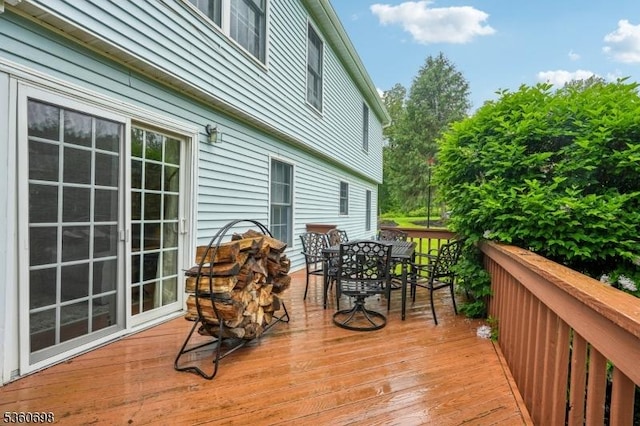 7 Michael Ct, Green Twp, NJ 07860 - wooden terrace with outdoor dining area