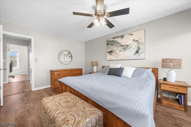 424 Willow Ct, Raritan Twp, NJ 08822 - bedroom with wood finished floors, baseboards, and a ceiling fan