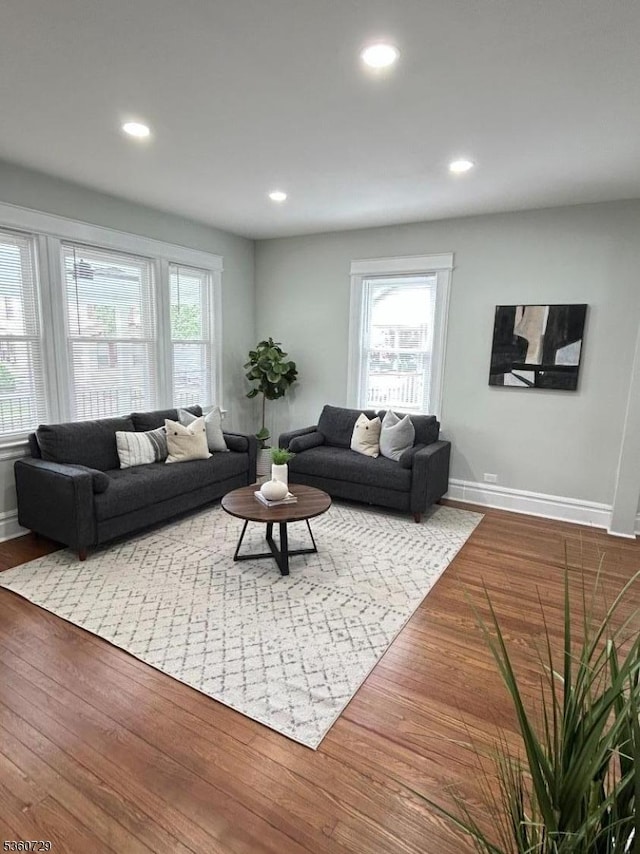 96 Franklin Ave, Maplewood Twp, NJ 07040 - living area featuring healthy amount of natural light, wood finished floors, recessed lighting, and baseboards