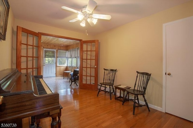 455 Rte 206, Andover Twp, NJ 07860 - sitting room with french doors, wood finished floors, and ceiling fan