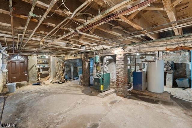 30-32 Geneva St, Elizabeth City, NJ 07206 - unfinished below grade area with water heater and a heating unit