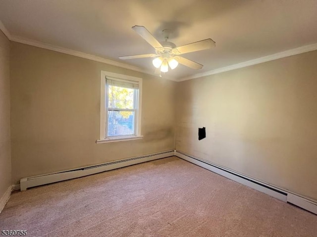 118 Maple St, Kearny Town, NJ 07032 - spare room with ornamental molding, light colored carpet, and a ceiling fan