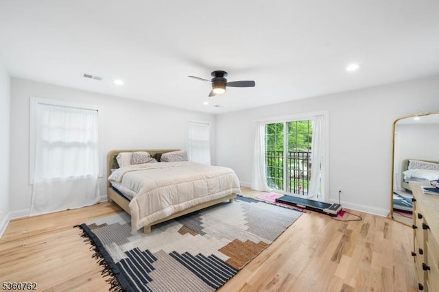 29 Tennis Rd, Jefferson Twp, NJ 07849 - bedroom featuring wood finished floors, access to outside, baseboards, recessed lighting, and ceiling fan