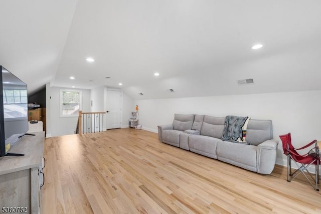 29 Tennis Rd, Jefferson Twp, NJ 07849 - living room with light wood-style flooring, baseboards, recessed lighting, and lofted ceiling